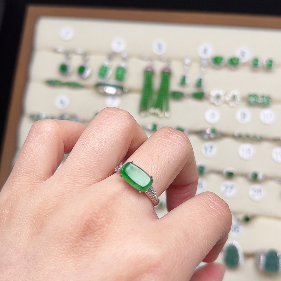 翡翠银S925镶嵌戒指8