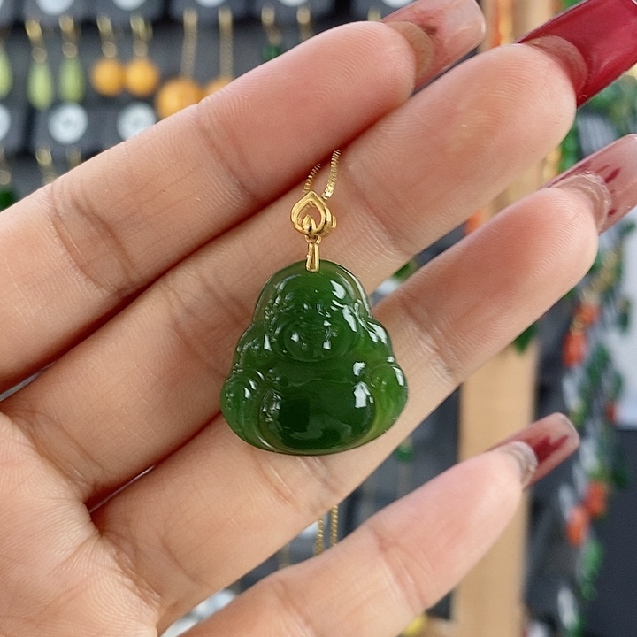 和田玉吊坠(赠链)18K金镶嵌