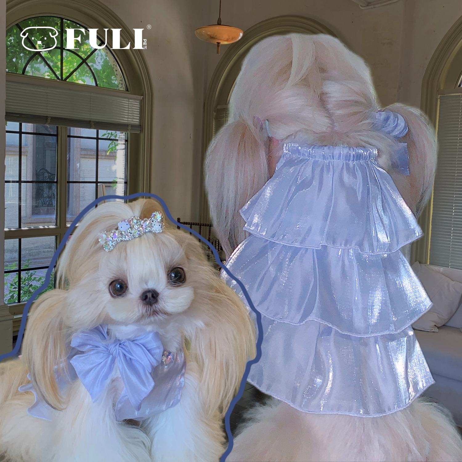 FULIPET「蝴蝶兰」千金小礼服.缎面吊带裙.假日系列.西施犬马尔济斯