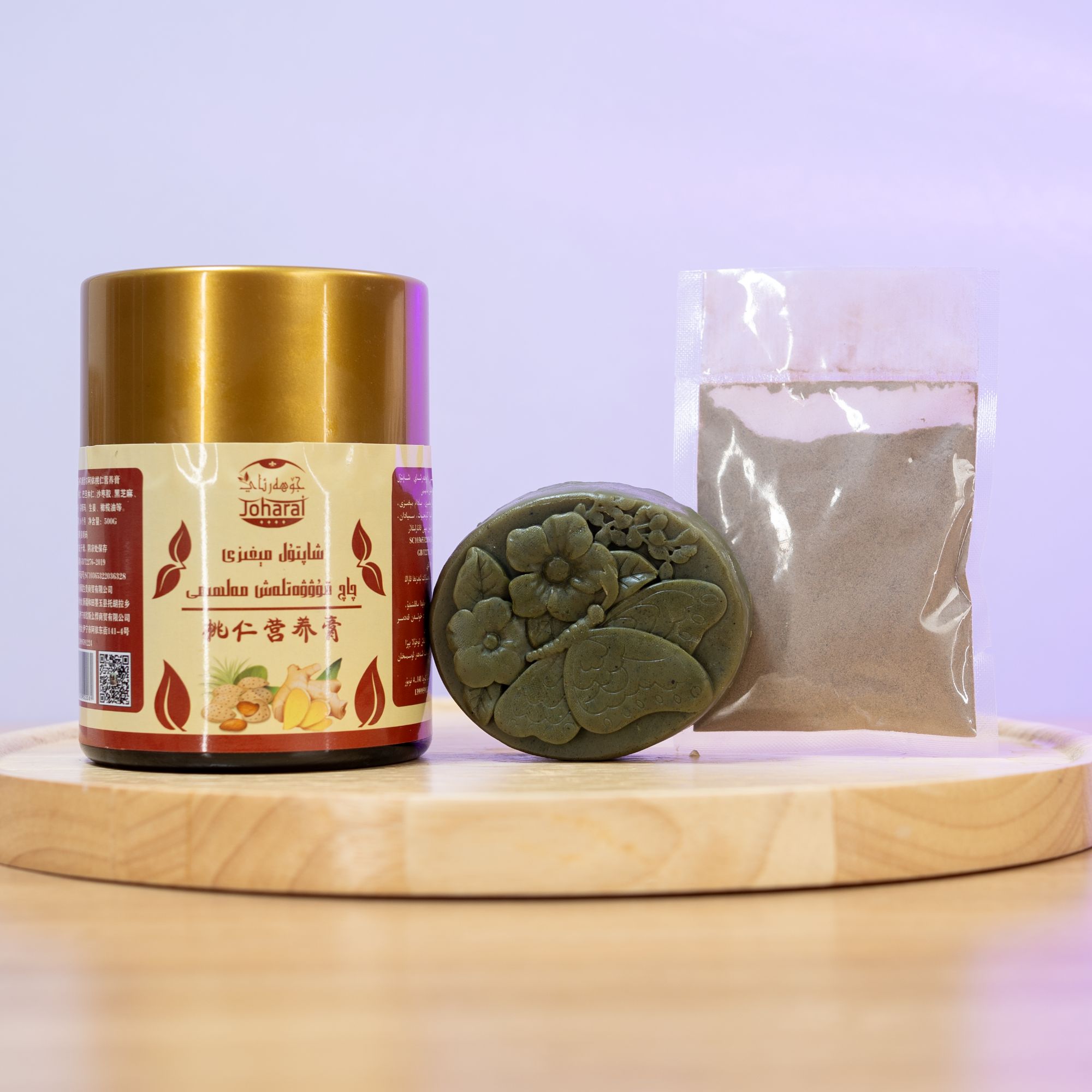 Juharay【官方正品】桃仁膏500ml赠品乌斯曼草洗发皂和沙枣胶粉（29）