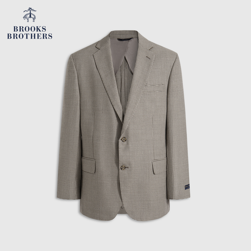 Brooks Brothers/布克兄弟男士25秋冬款绵羊毛千鸟格西装外套