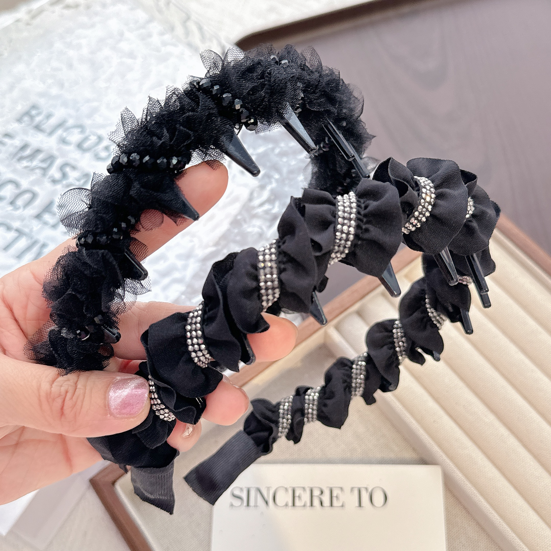 带齿到三角黑色气质定制发箍韩国2025夏天头箍网红百搭头饰