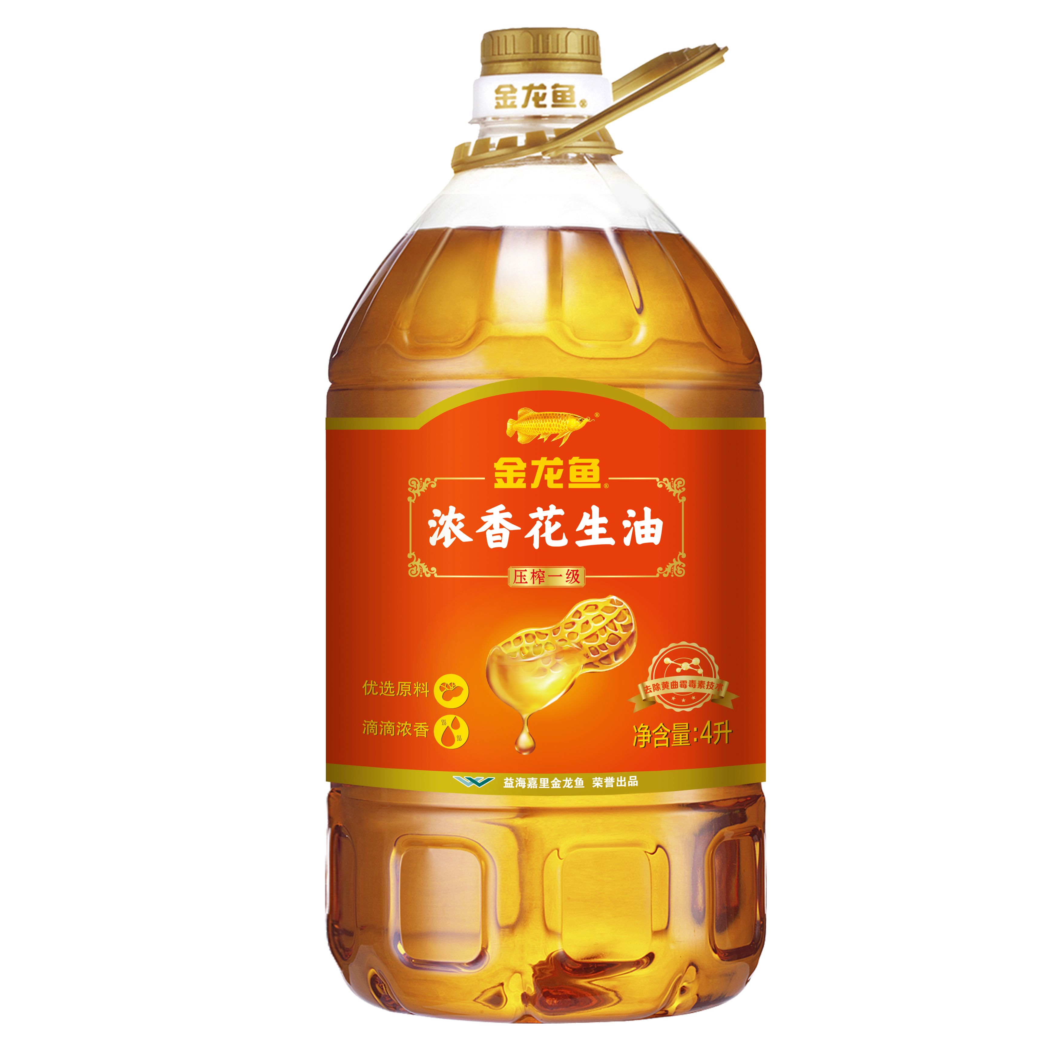 金龙鱼浓香花生油4L 压榨大桶装家用精选食用油营养品牌粮油新鲜
