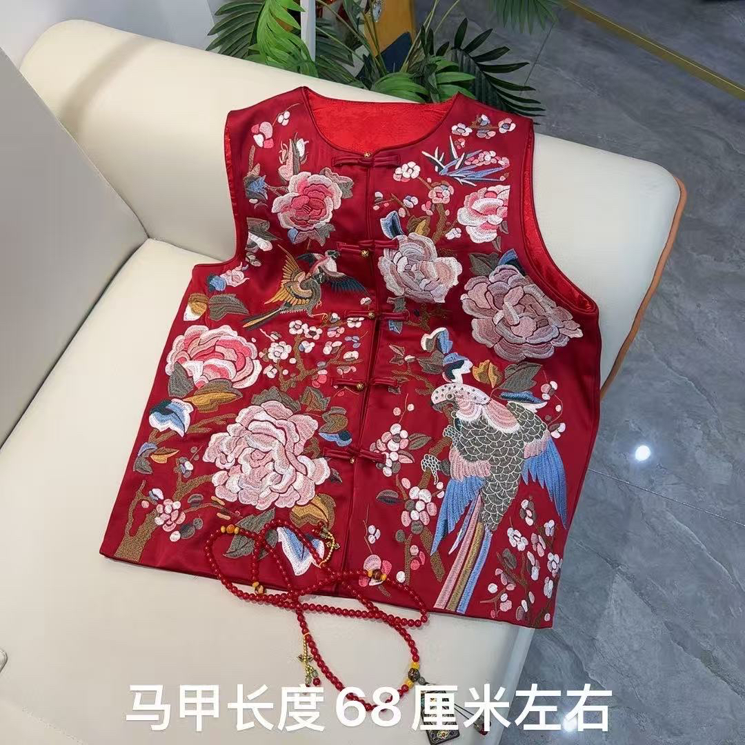 胖妹妹新中式改良款时尚靓丽宽松复古马夹秋冬时髦款复古国风搭配