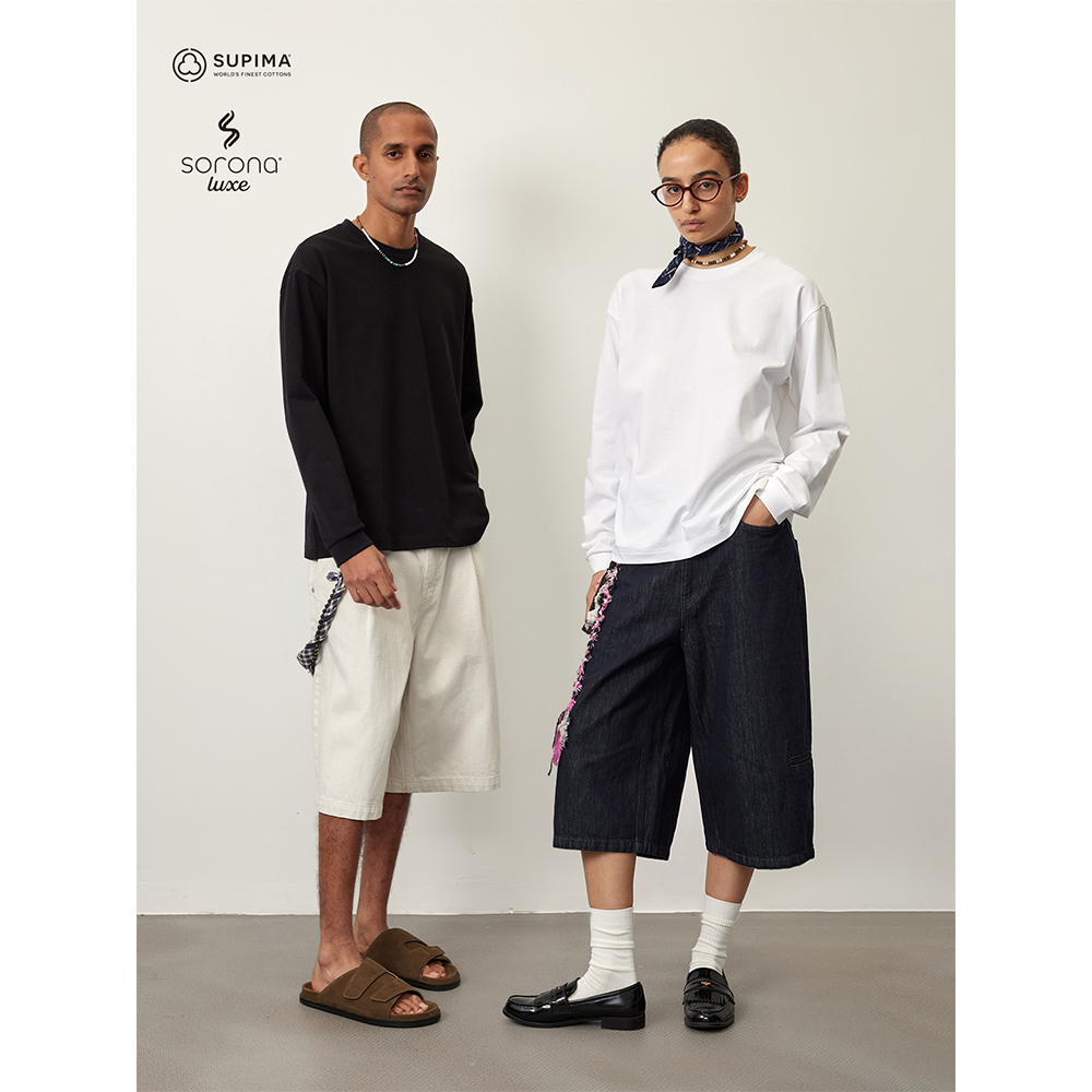 COMMON SCENTS240g美产匹马棉混纺金标索罗娜经典基础长袖T恤