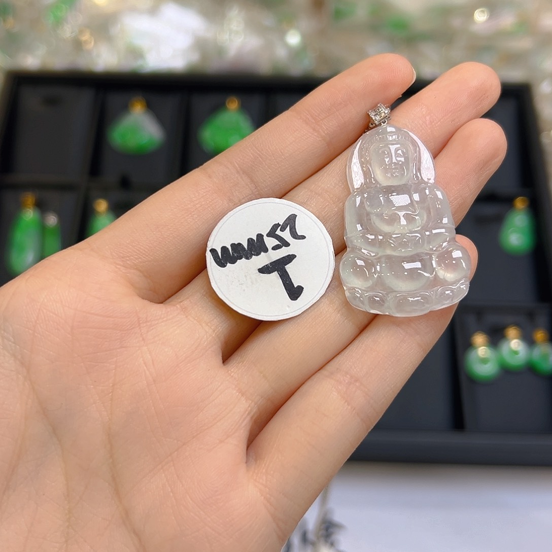 翡翠18K金镶嵌吊坠(不含链)翡翠