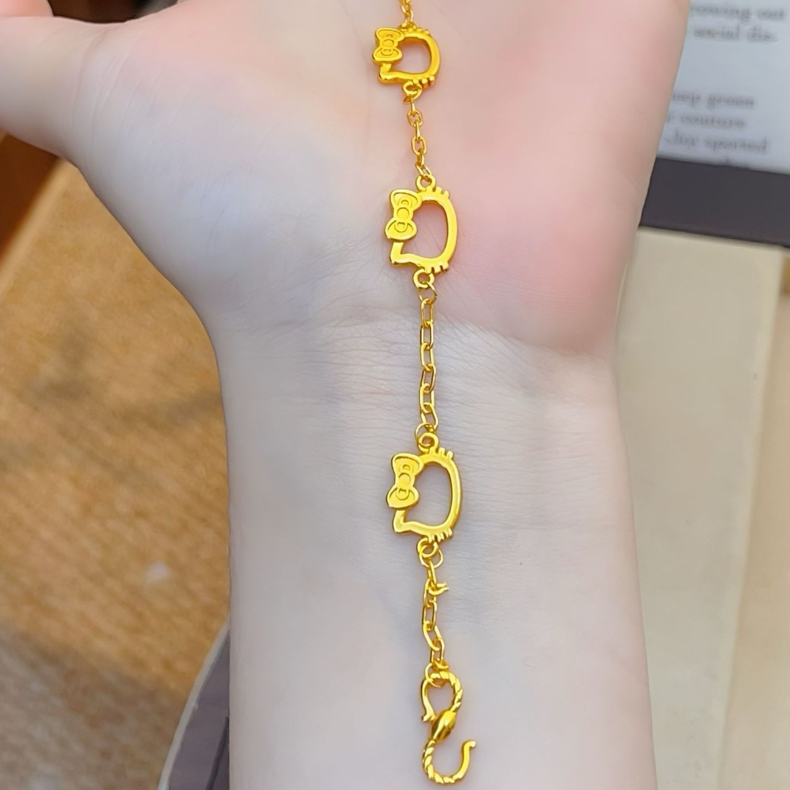 合金手链 kitty猫手链甜美可爱蝴蝶结猫咪手串