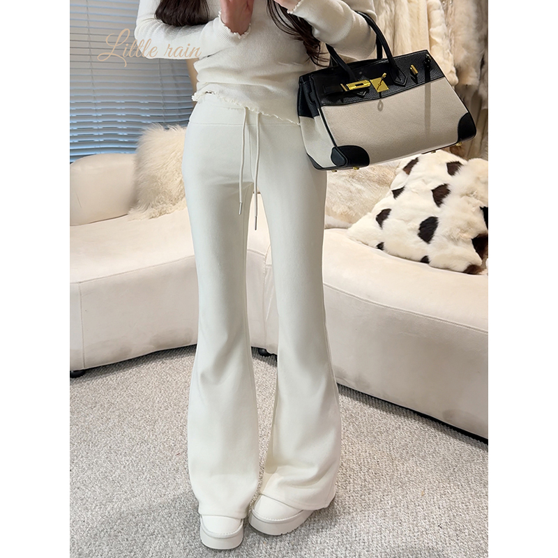 小雨姐姐【女织无物】休闲遮肉显瘦阔腿喇叭抽绳休闲长裤女冬季新