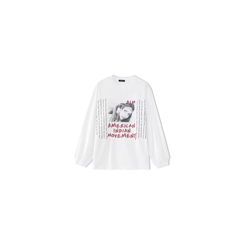 MSKIN⑥南油正版白红英文字母人像长T恤