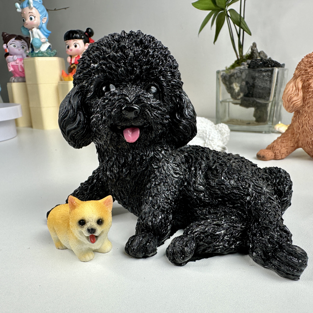 创意仿真泰迪犬车内载摆件可爱小狗饰品礼物