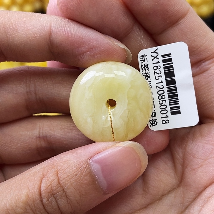蜜蜡未镶嵌珠宝奇石虎皮白蜡25mm