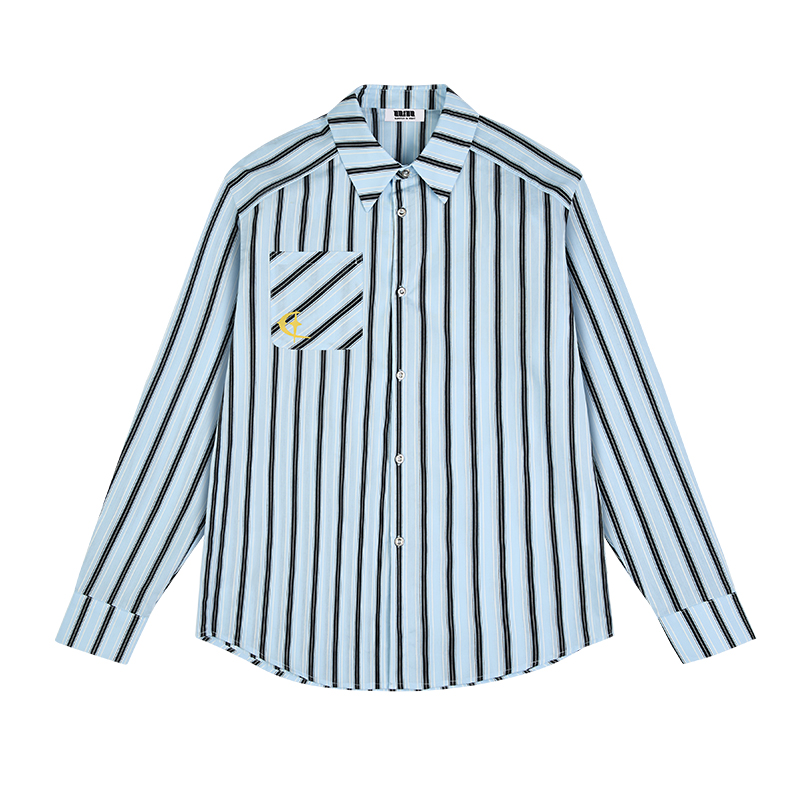 QUARTER IN NIGHT早秋通勤条纹长袖凉感显瘦条纹星星合集衬衫