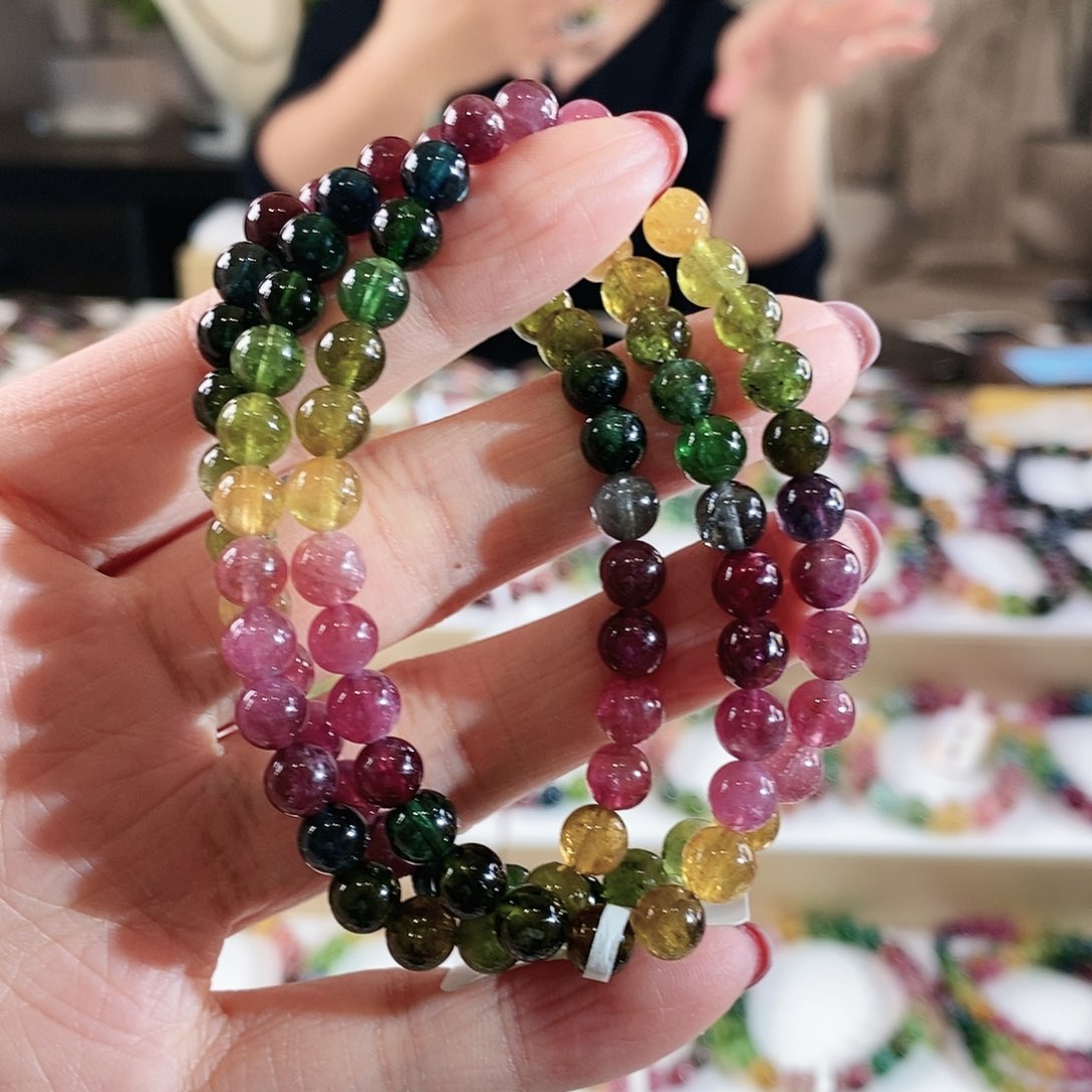 碧玺手串未镶嵌G2438三圈颜色微差