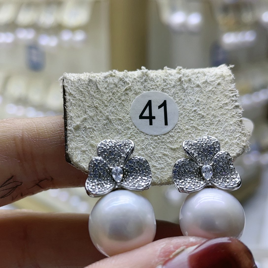 淡水珍珠耳饰银S925镶嵌