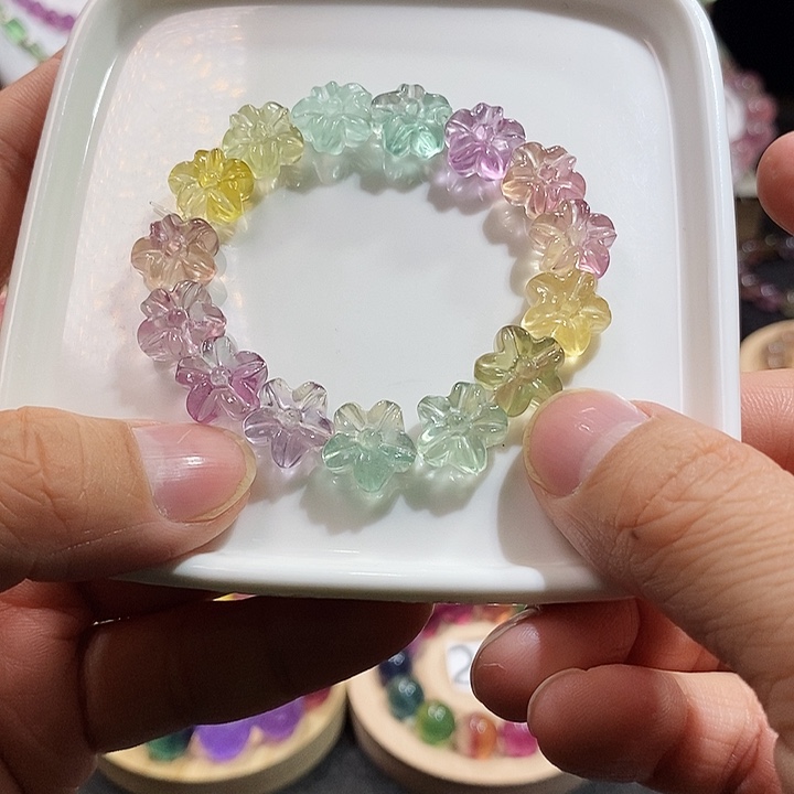 萤石手链未镶嵌马卡龙花花