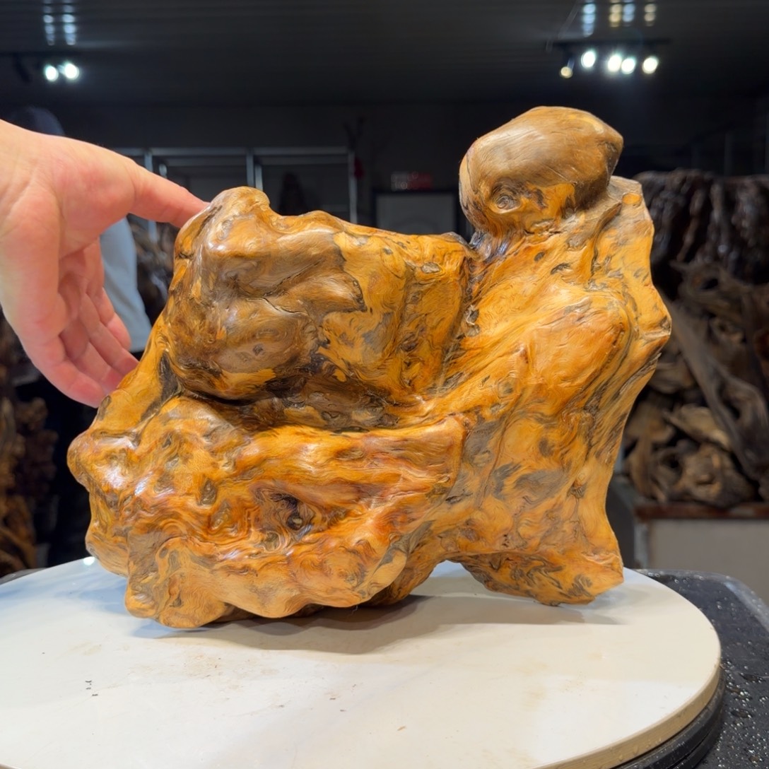 宏***栽木王一刀琥珀木摆件172