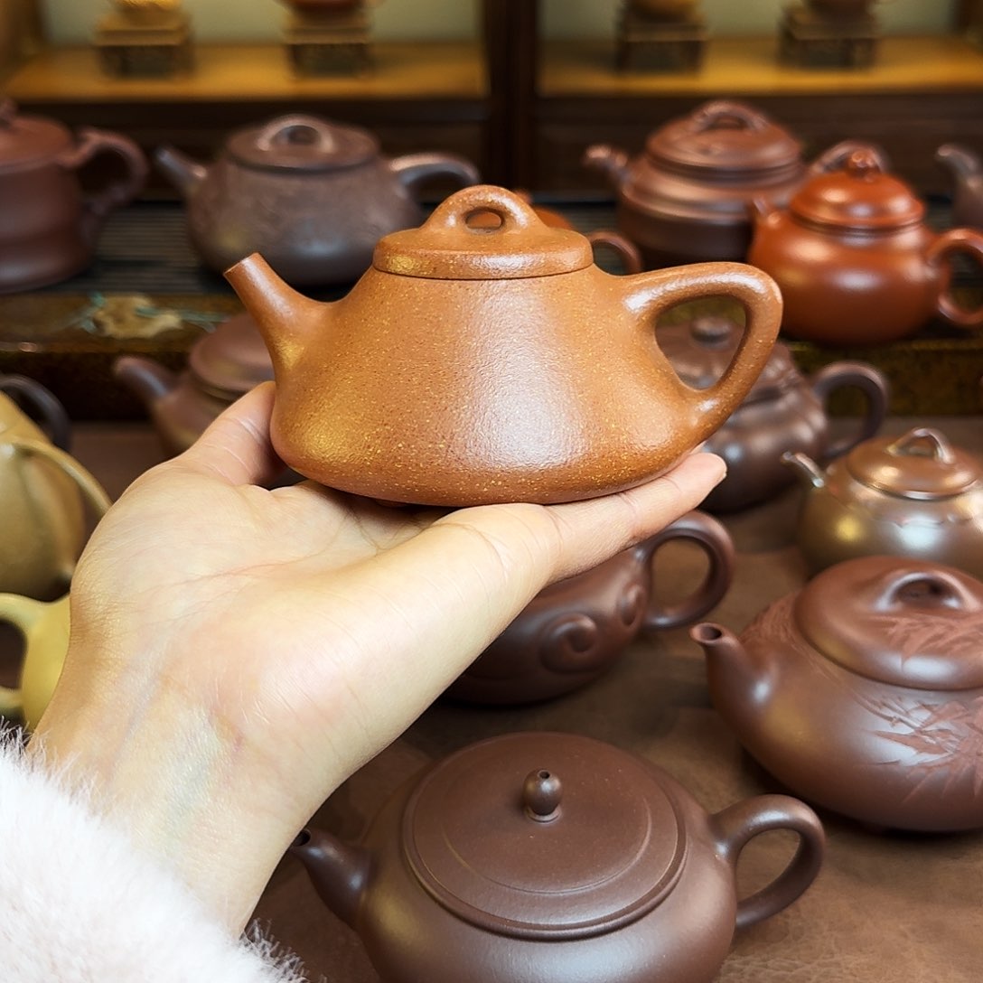 紫砂茶壶子冶石瓢，降坡泥