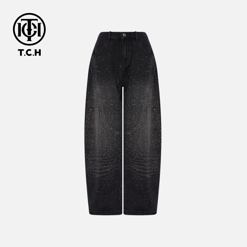 TCH【弯刀牛仔】冬款百搭时尚烫钻休闲风女装牛仔裤T75D20E1146