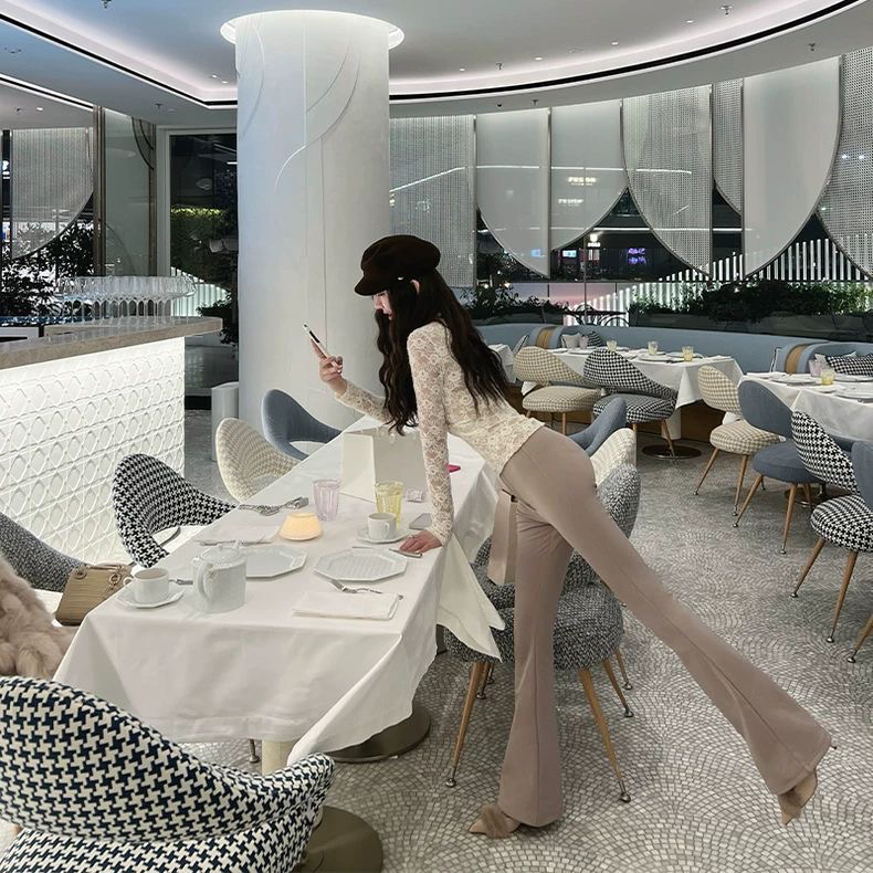 高腰加绒喇叭裤女直筒休闲微喇西装裤修身显瘦弹力长裤