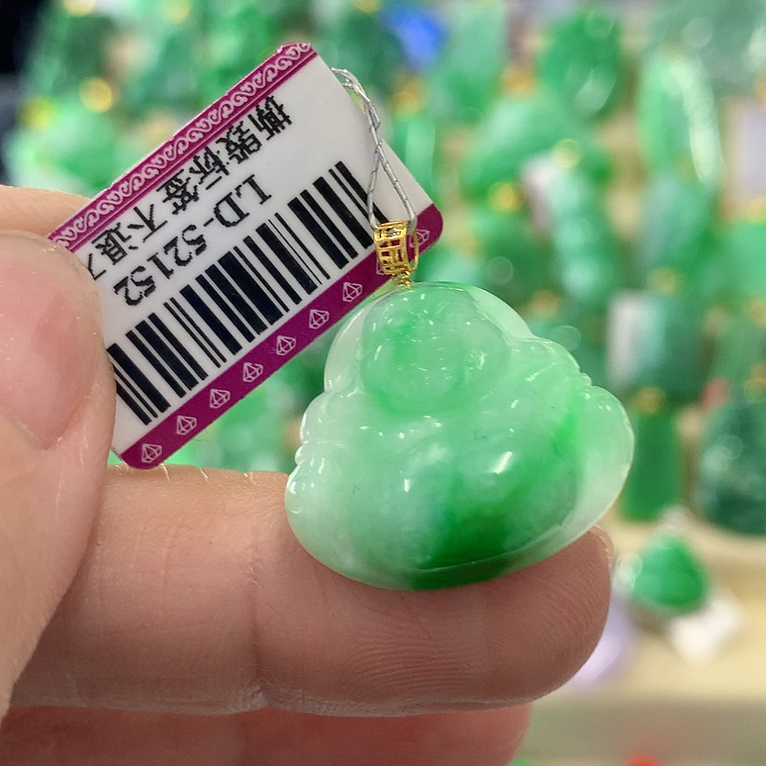 翡翠颈饰18K金镶嵌挂件