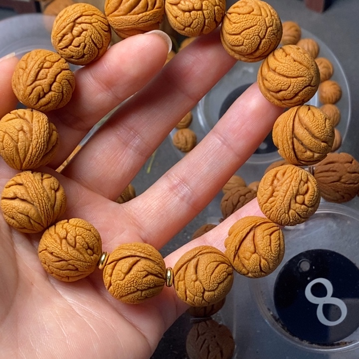 文玩核桃手串秦岭野生龙纹桃核19