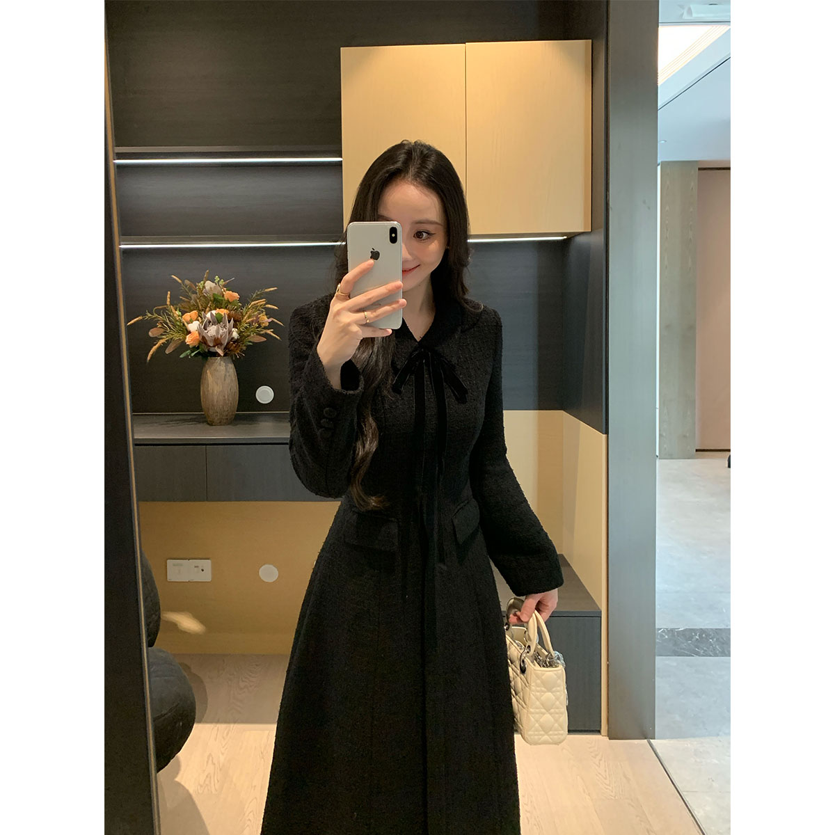 XINYI【香氛恋人】秋冬小香风翻领连衣裙收腰显瘦气质X625Q16332