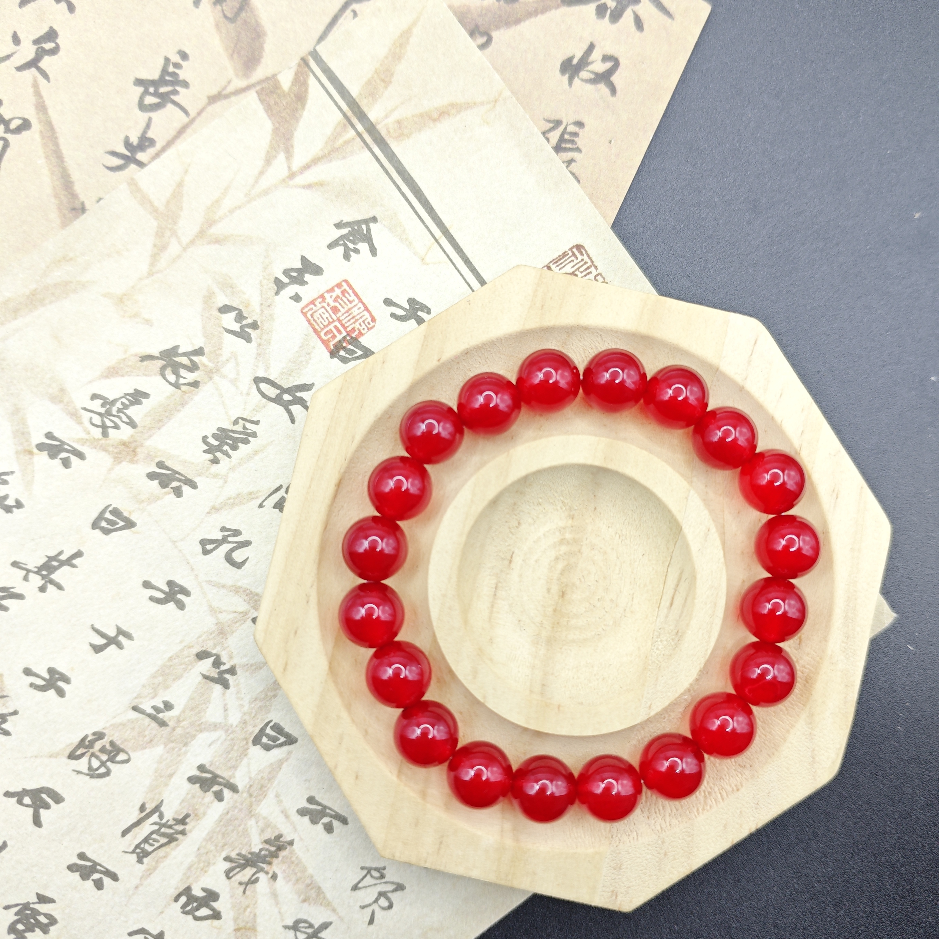 天然玉石 血胆金莲雪域卡十玛瑙手串 多样性发货拍一发一M186