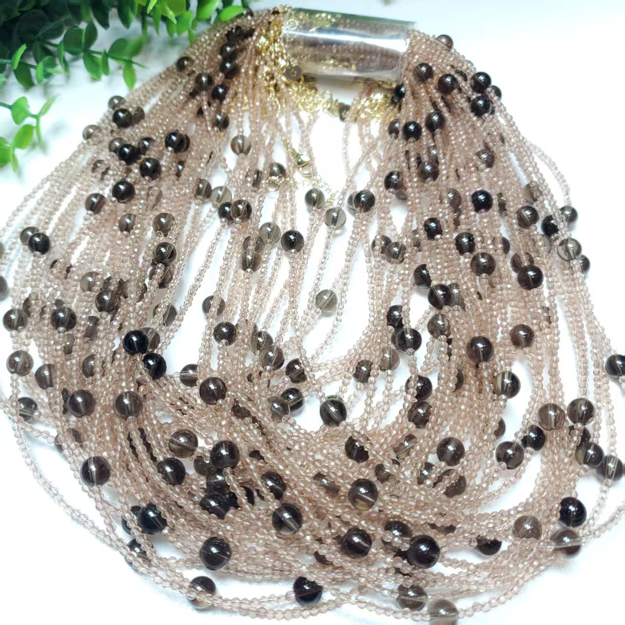 A0142【赵小姐】时尚百搭茶水晶多珠925项链多样式发其一