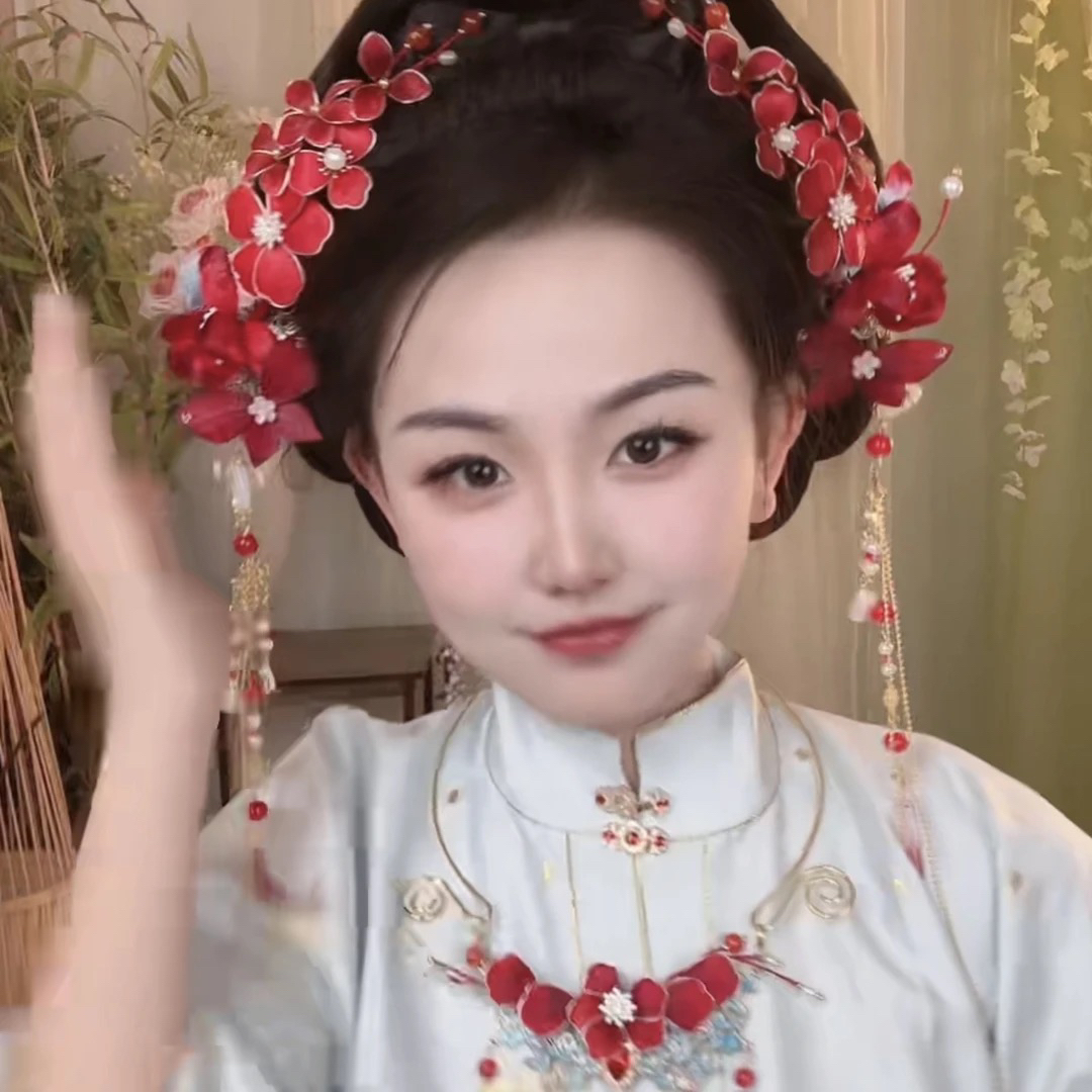 春亦归古风发饰绒花发簪 手工制作默认微瑕