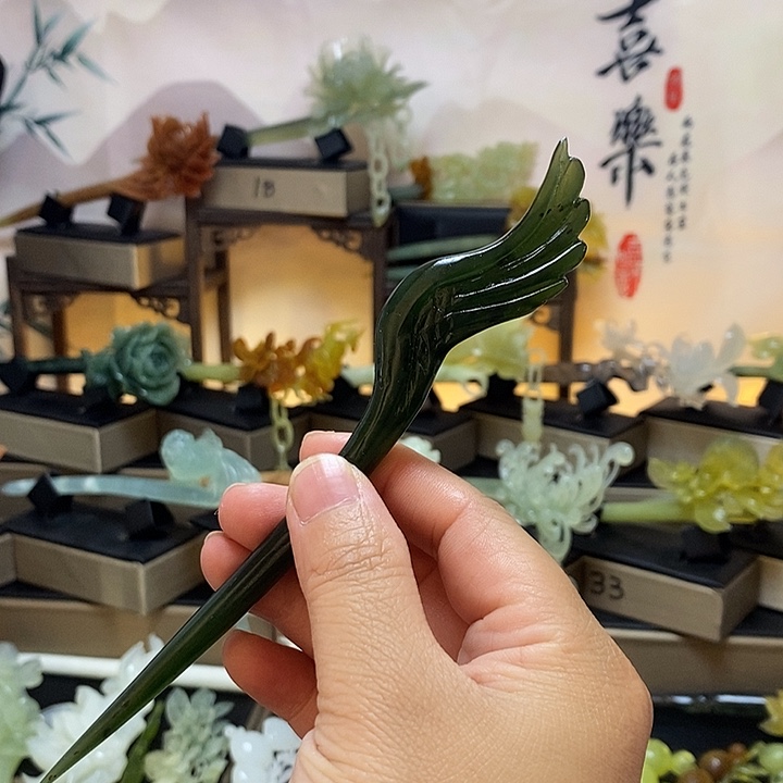 蛇纹石玉合金发饰