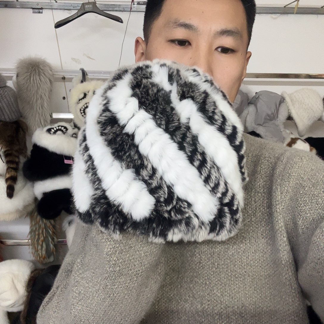 纯棉真皮真毛的帽子1