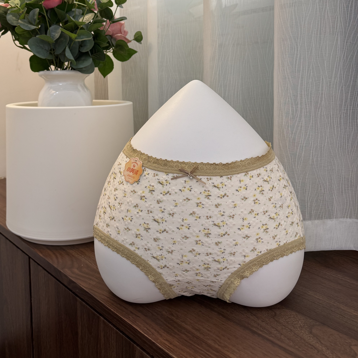 1845#三条装中腰碎花清新磨毛三角内裤