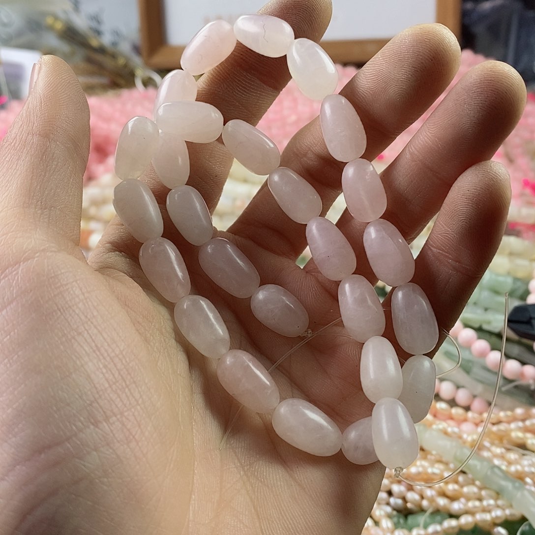 玛瑙/玉髓珠宝半成品合金一条天然8×14粉晶水滴A27