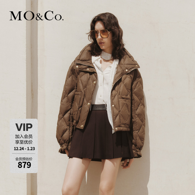 【流光风】MOCO菱格纹高领短款面包羽绒服MBC3EINK02