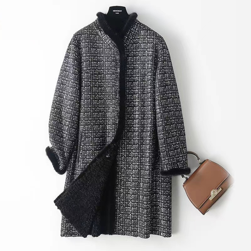 【品牌订单】海宁设计师款貂绒外套双面穿女士外套-805