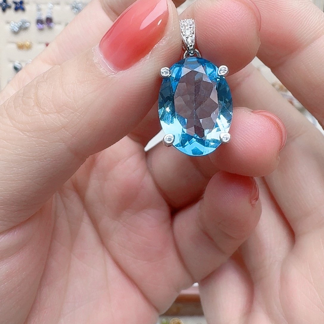 托帕石吊坠(不含链)银S925镶嵌吊坠