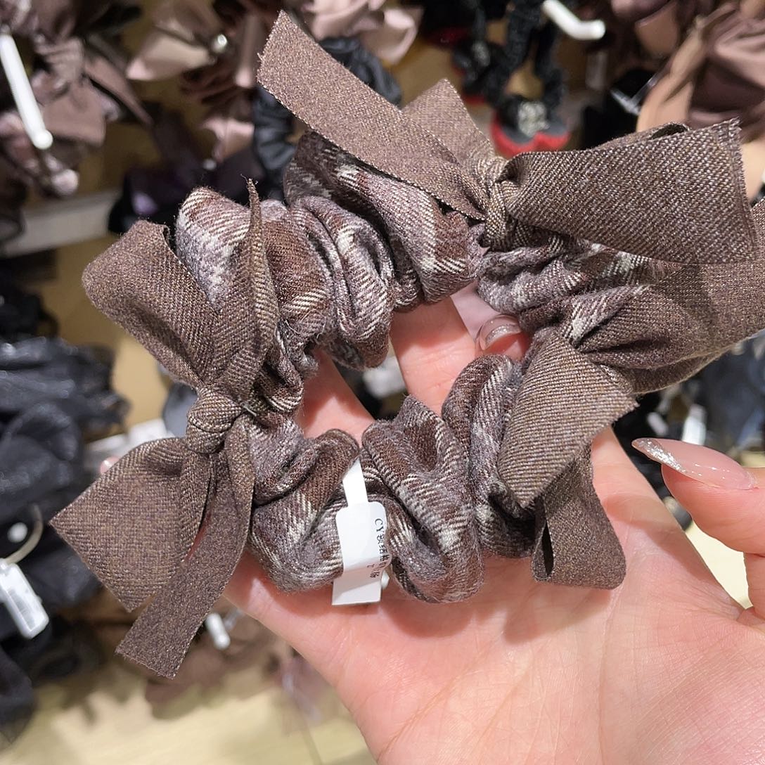 布艺非金属咖格蝴蝶结发圈