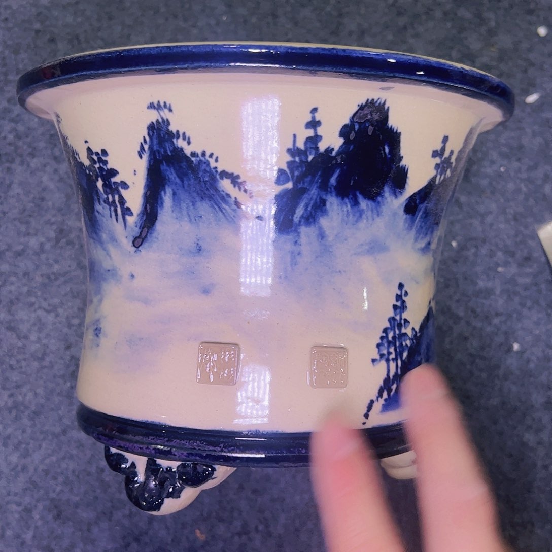 红陶正宗岭南石湾盆放漏