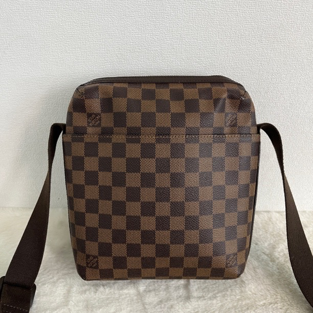 99新 LouisVuitton/路易威登 7161/男士经典复古棕棋盘格小号单肩