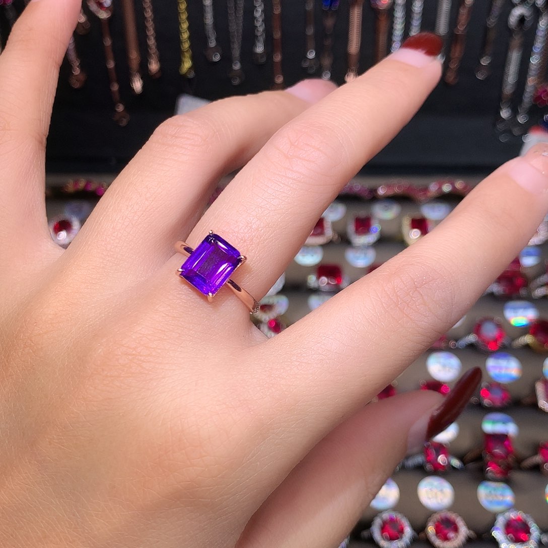 水晶戒指银S925镶嵌玫瑰金79