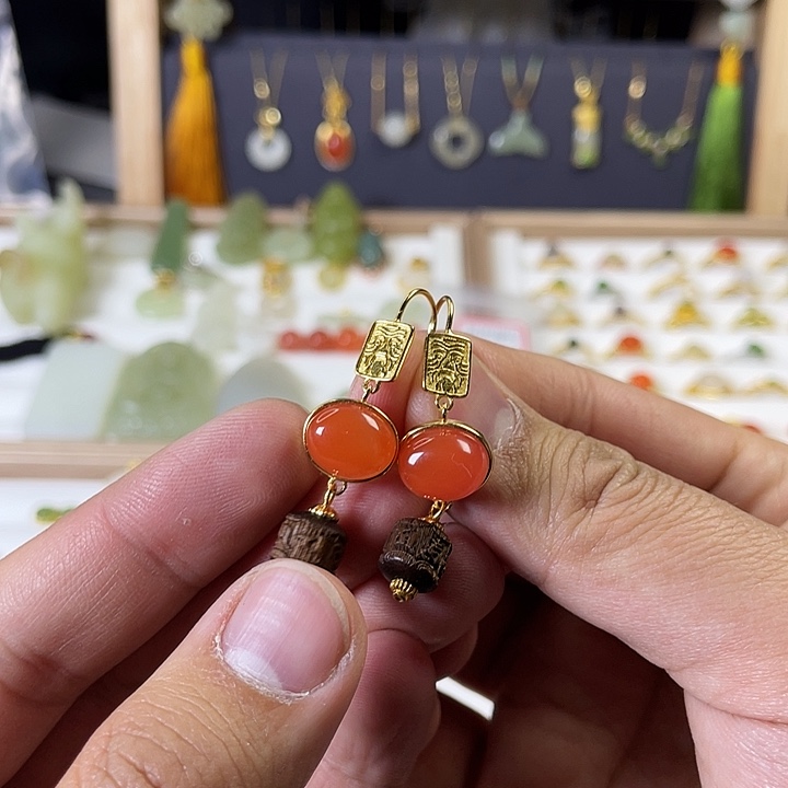 南红玛瑙颈饰银S925镶嵌