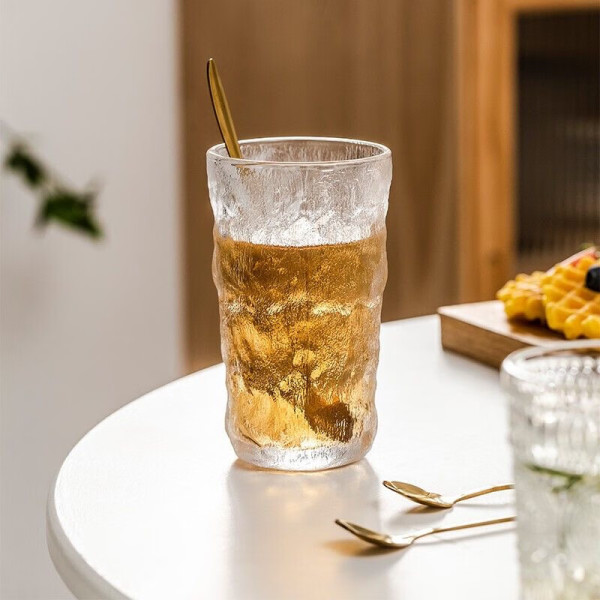 冰川纹玻璃杯高颜值日式水杯家用泡茶杯奶茶果汁杯咖啡杯啤酒杯JS