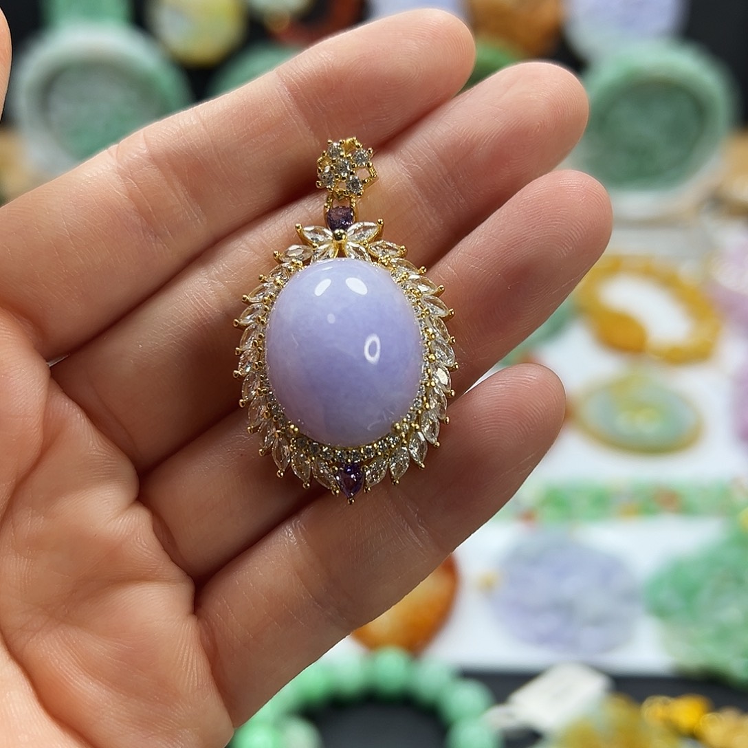 翡翠银S925镶嵌颈饰吊坠