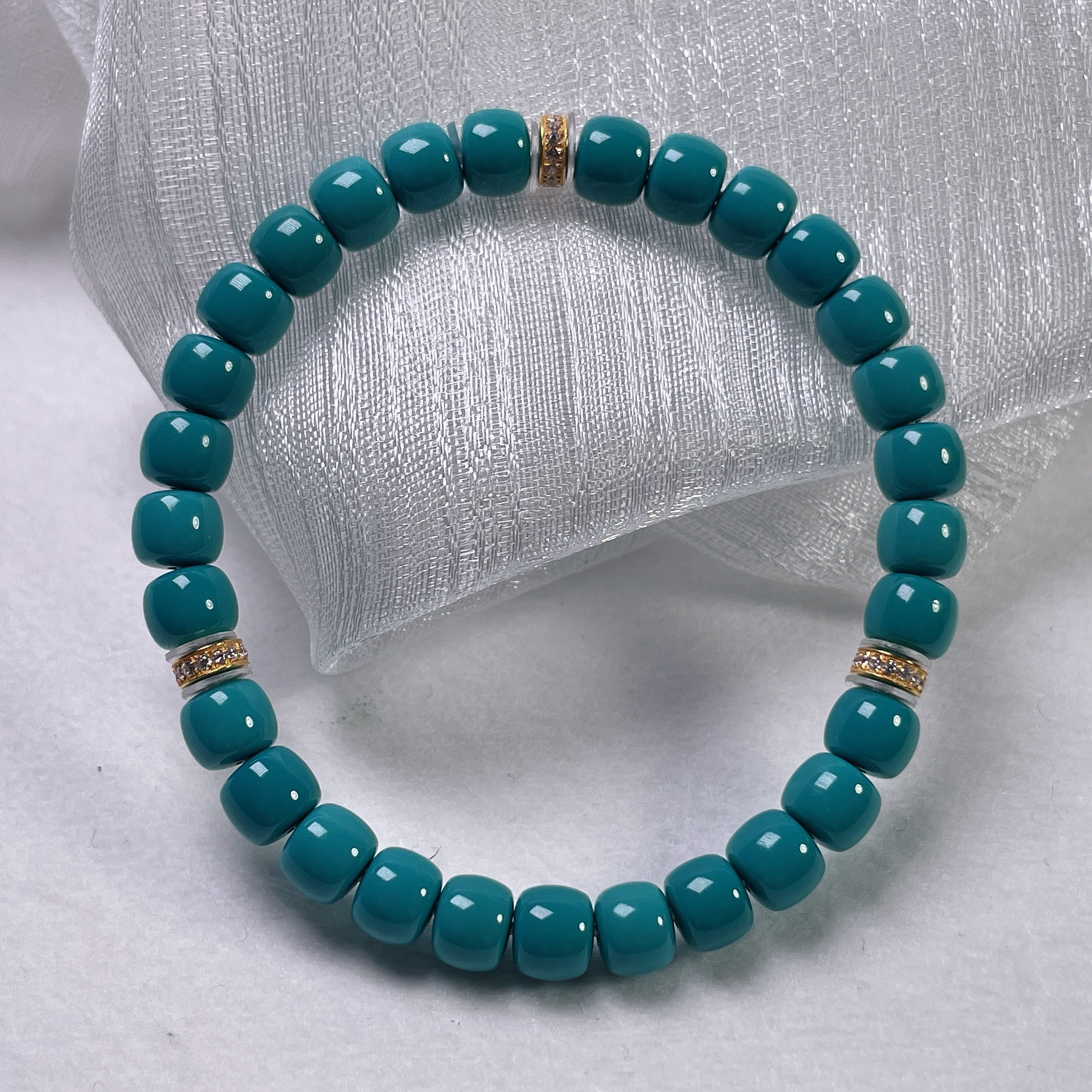 【松石大表姐】湖北真原矿小众珠宝绿松石泡油老型手串18K金配饰