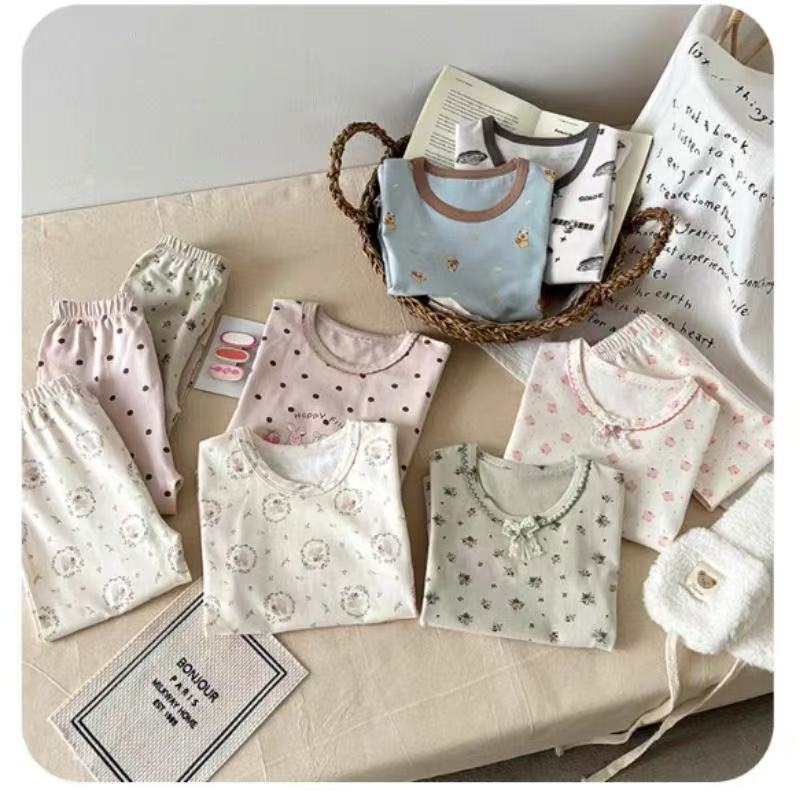 柔软透气卡通风居家家居服套装印花婴儿上衣