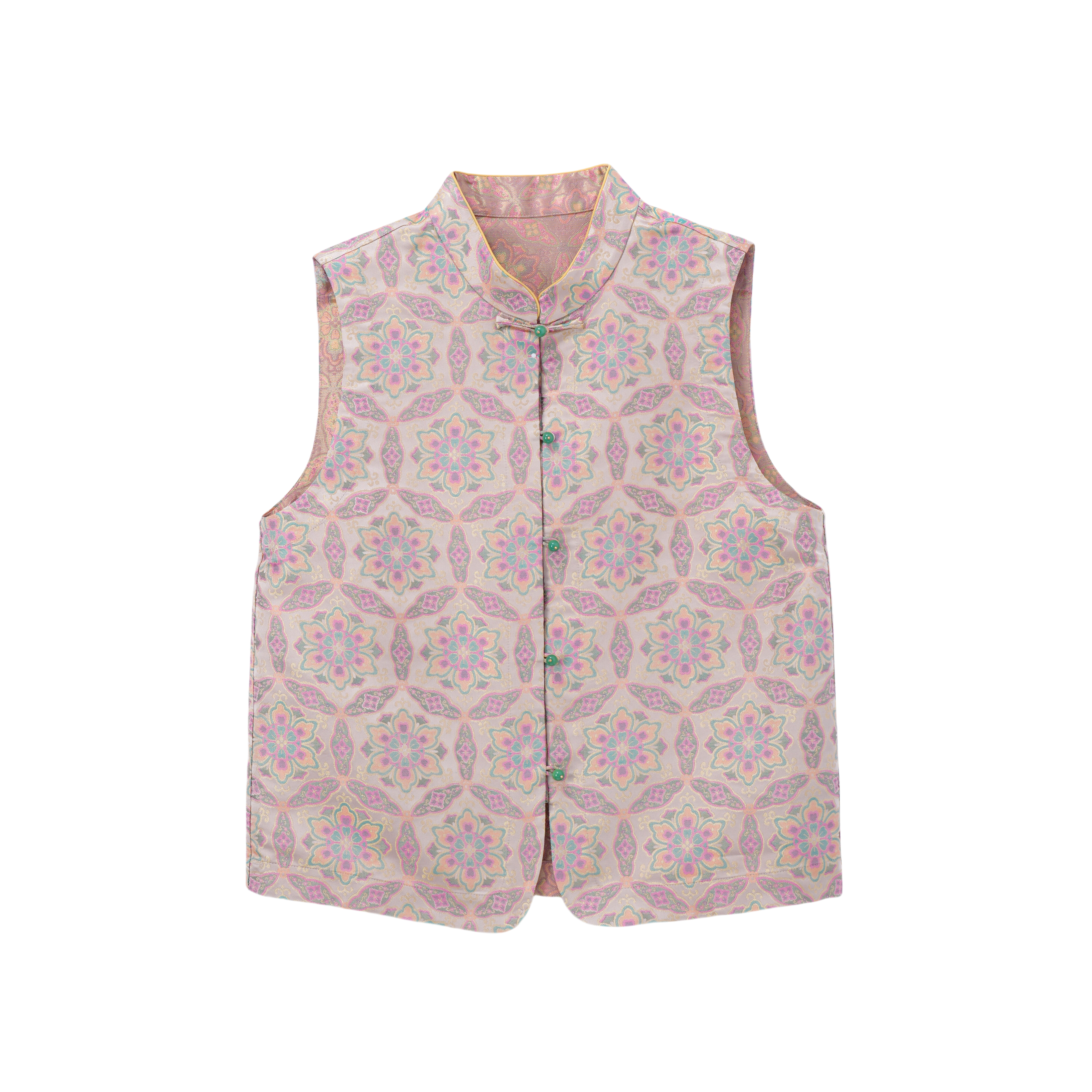 芊洛-YZ833029新中式宋锦桑蚕丝复古时尚提花中国风气质马甲女装