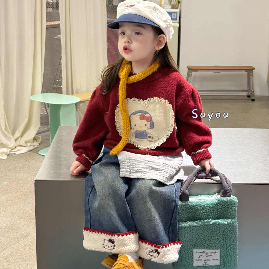 suyou·2025秋冬～爱心kt毛衣665185牛仔裤665061女童可爱