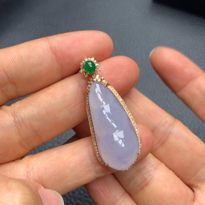 翡翠18K金镶嵌吊坠(不含链)