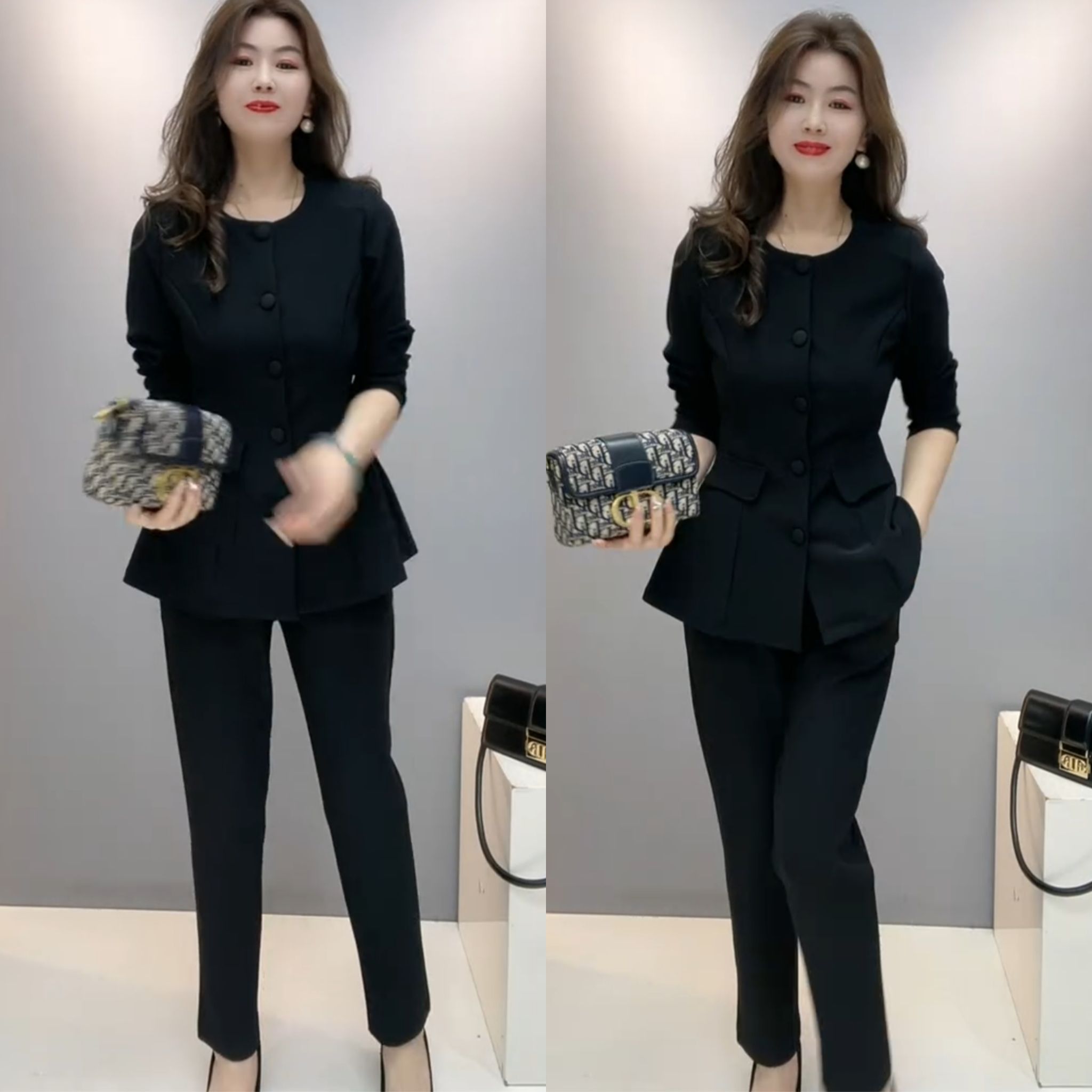 时尚气质修身显瘦套装女春季新款韩版开衫上衣铅笔裤