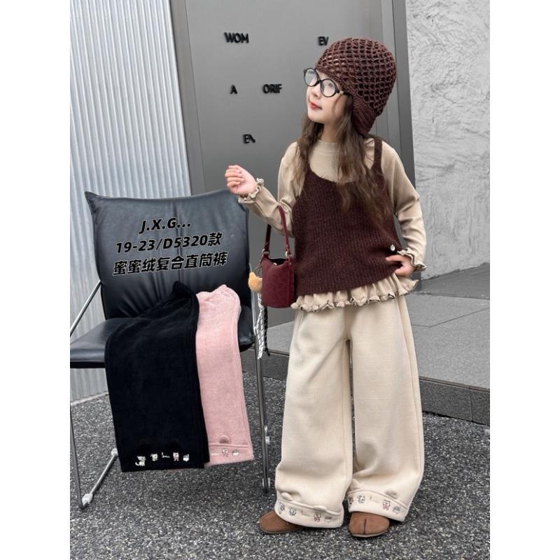 【新疆包邮】儿童蜜蜜一体绒小猫耳朵直筒裤P498